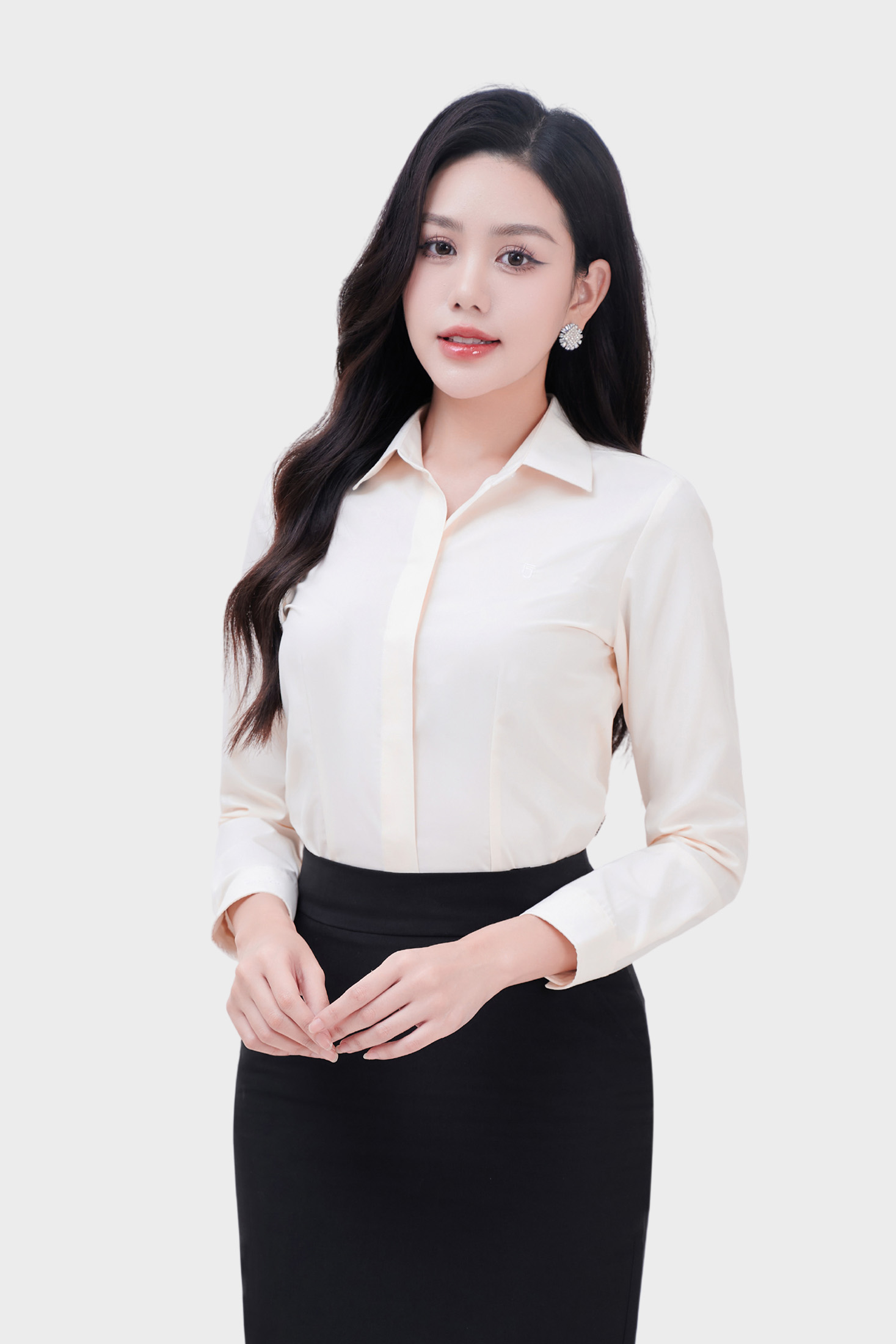 Áo sơ mi trắng nữ dài tay công sở Thái Hòa cotton cao cấp 23ASW-102