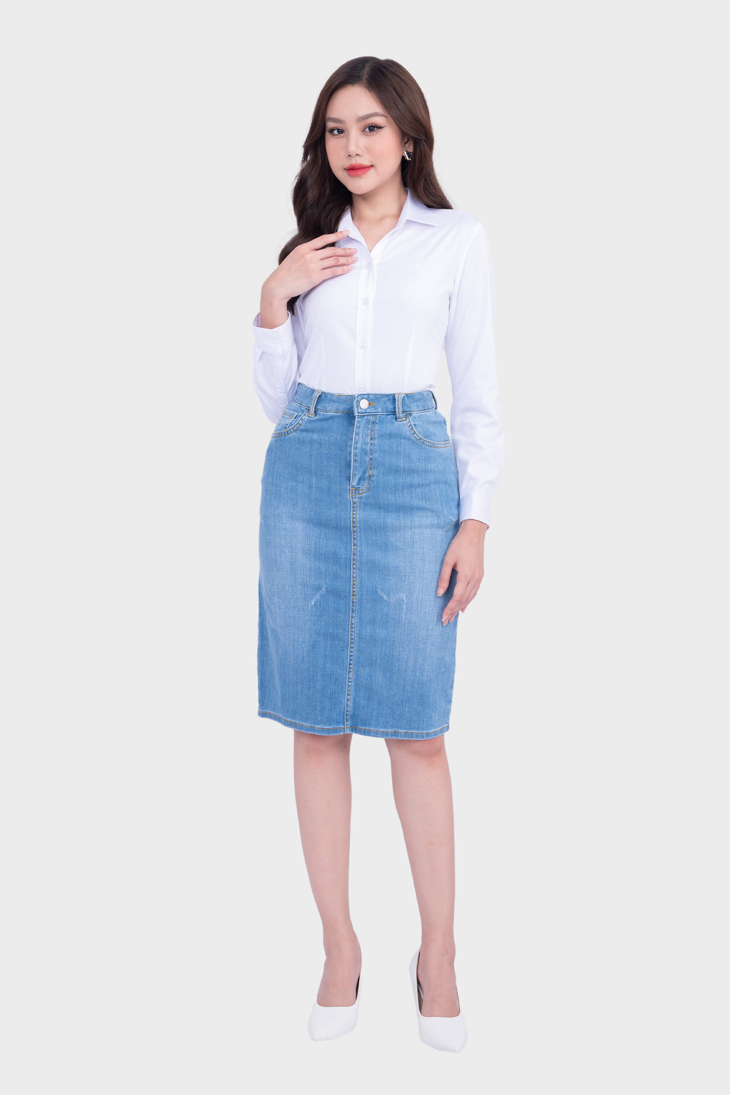 Chân Váy Jean Công Sở Thái Hòa 23CJW-100