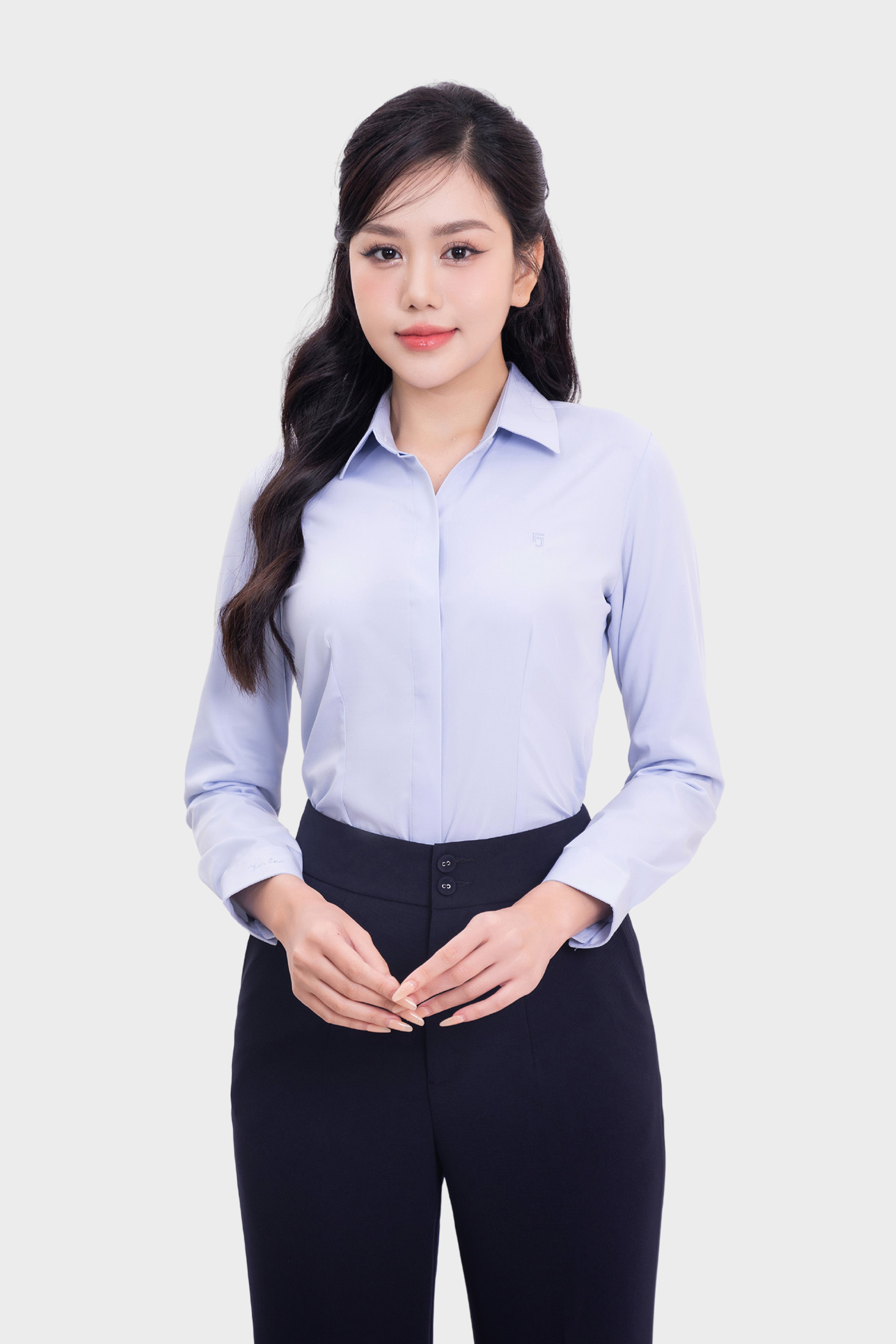 Áo sơ mi nữ dài tay sợi Bạc hà cao cấp Thái Hòa 24ASW-228