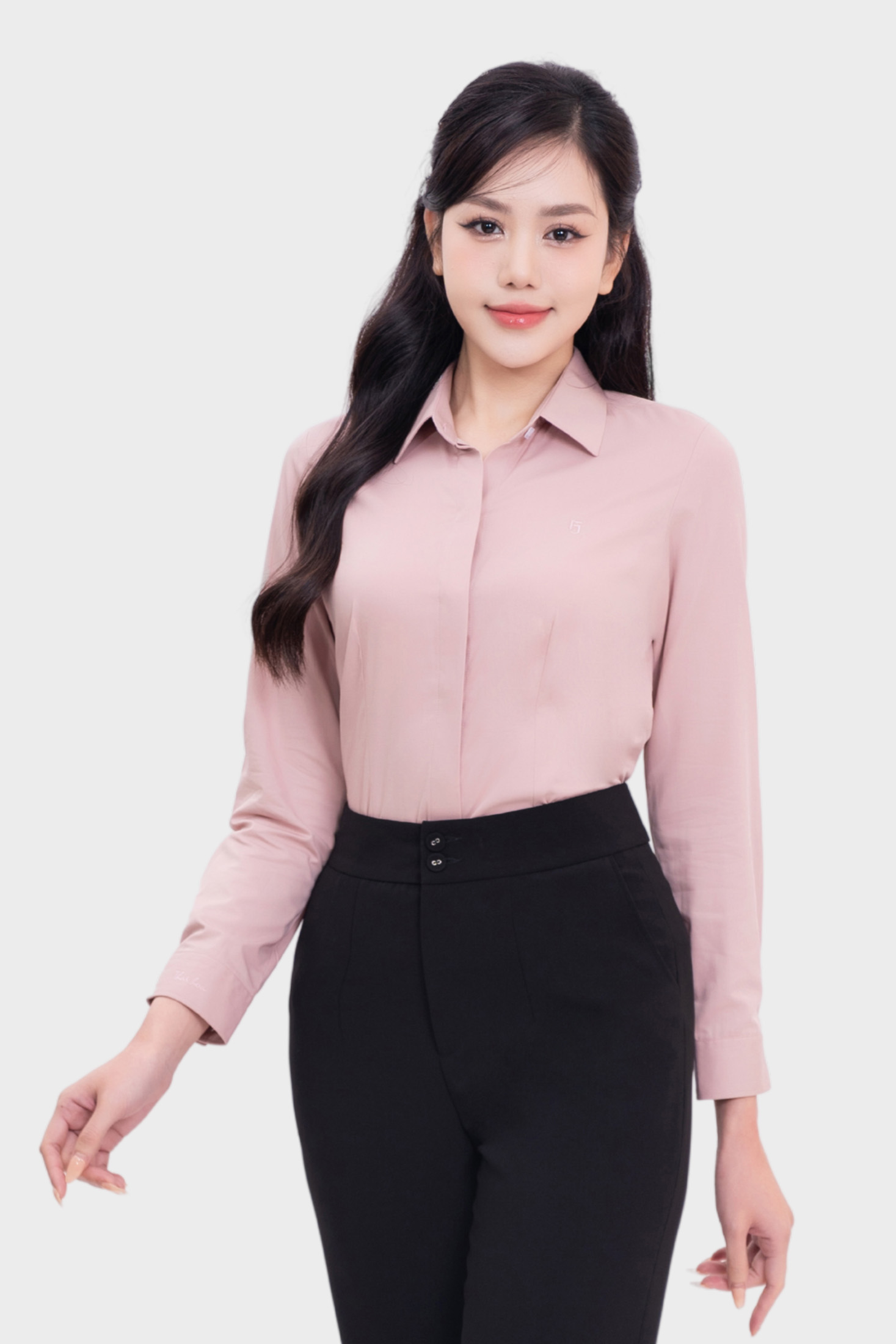 Áo sơ mi nữ dài tay sợi Bạc hà cao cấp Thái Hòa 24ASW-228