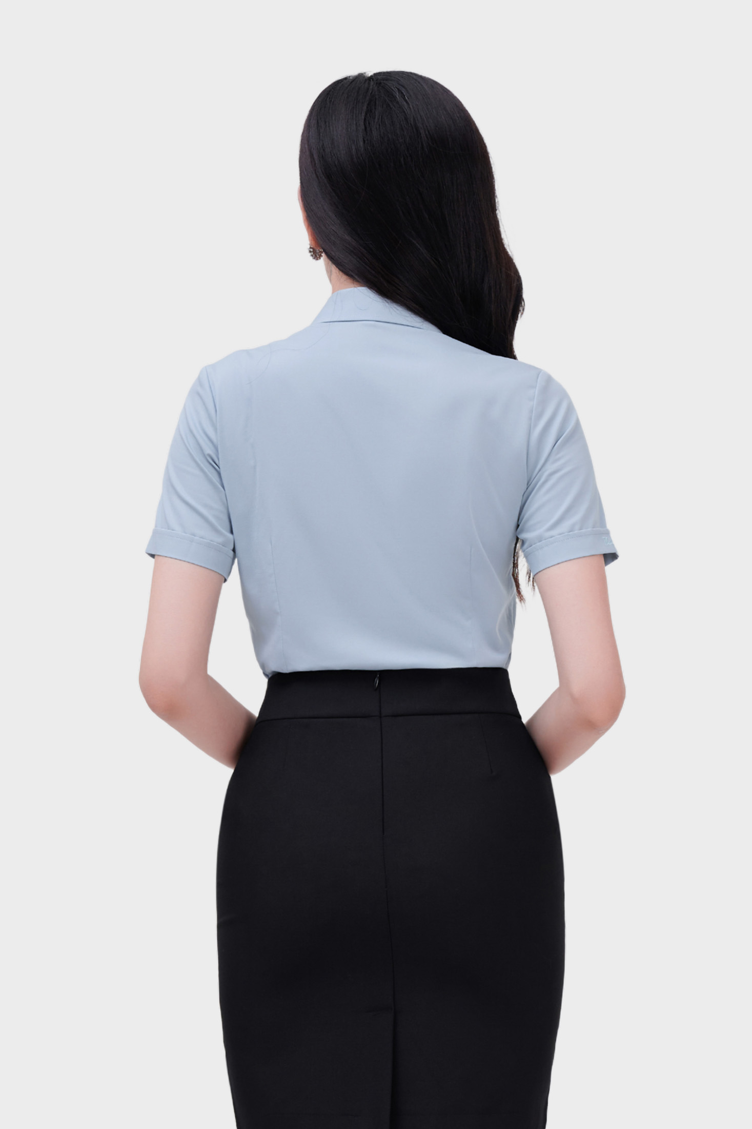 Áo sơ mi nữ ngắn tay cổ đức sợi Bạc Hà Thái Hòa 24ASW-230