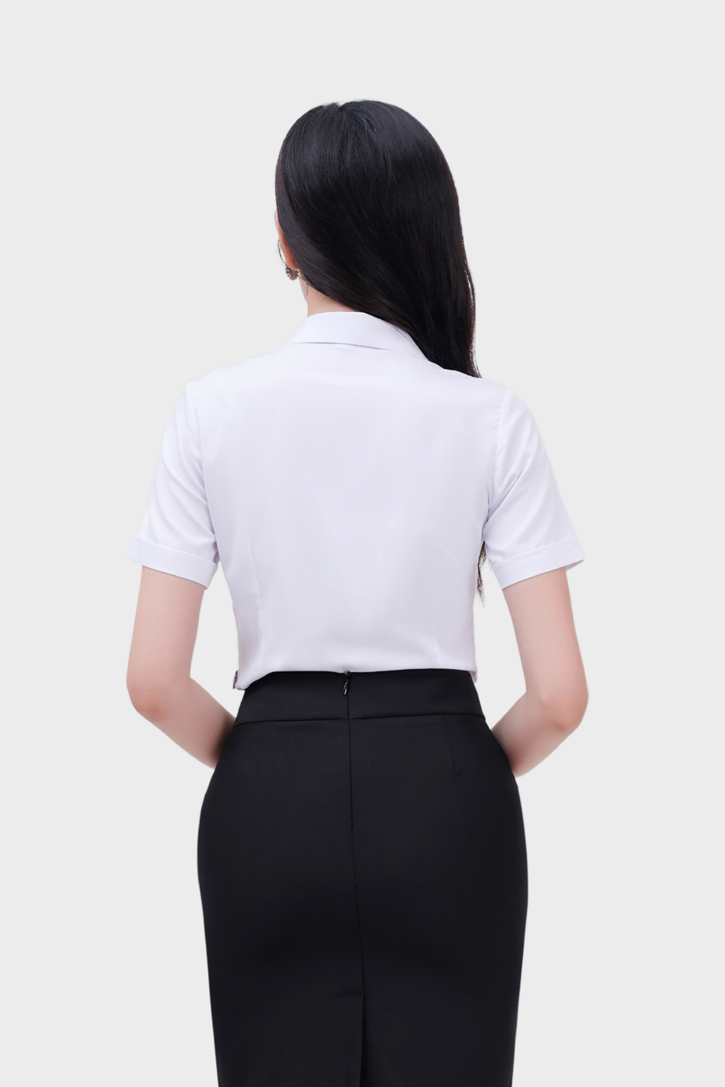 Áo sơ mi ngắn tay nữ form ôm sợi Lavender cao cấp Thái Hòa 24ASW-231