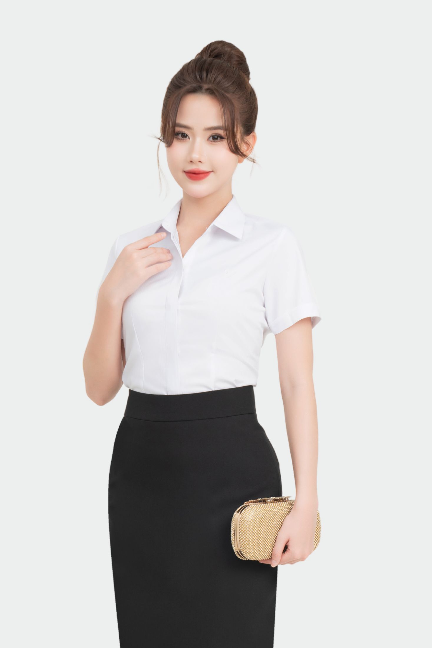 Áo sơ mi nữ ngắn tay tinh chất Ngải cứu Thái Hòa 24ASW-241