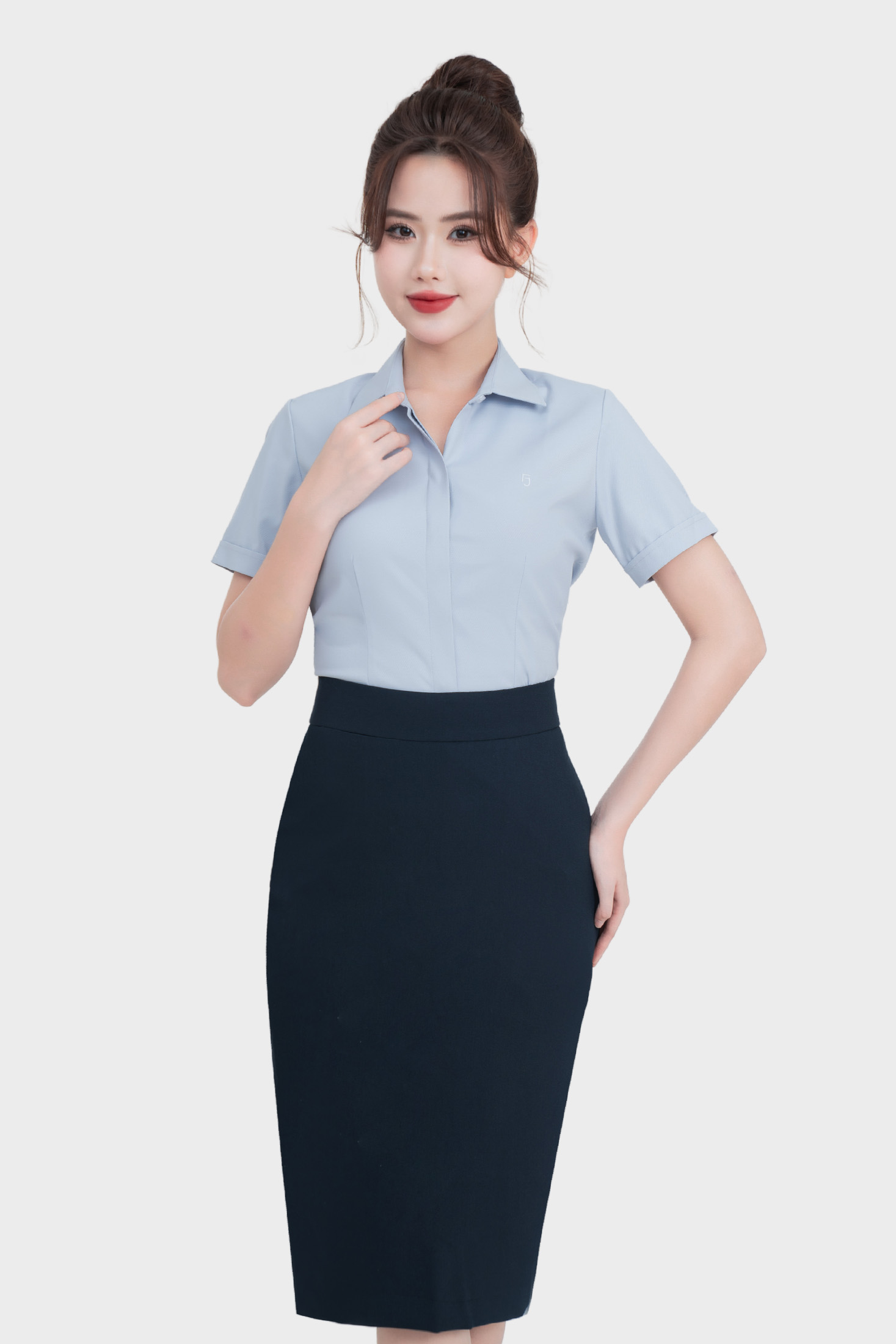 Áo sơ mi nữ ngắn tay tinh chất Lô Hội Thái Hòa 24ASW-242