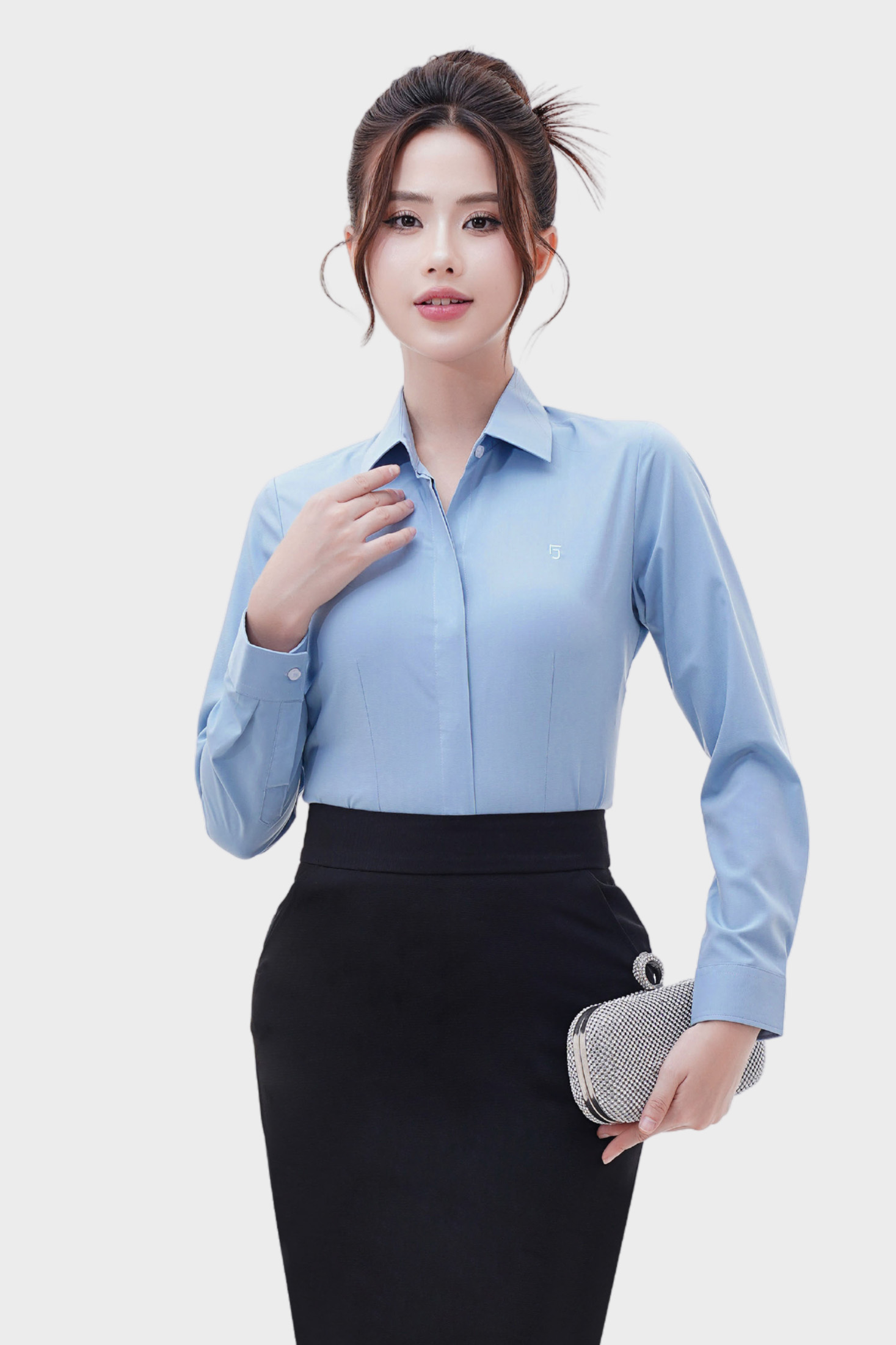 Áo sơ mi dài tay nữ AB Siro sọc ngang chìm cao cấp Thái Hòa 24ASW-247