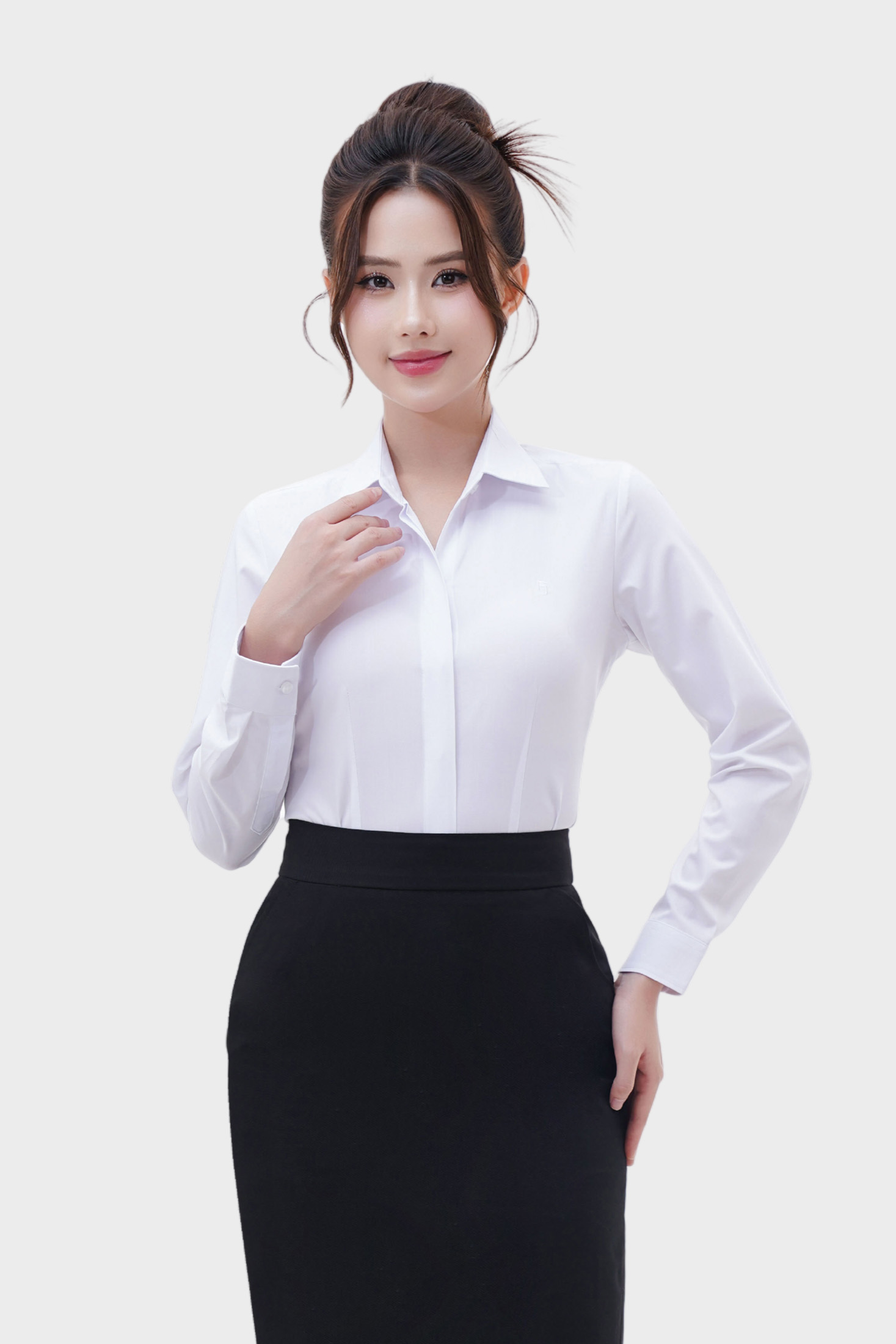 Áo sơ mi dài tay nữ AB Siro sọc ngang chìm cao cấp Thái Hòa 24ASW-247