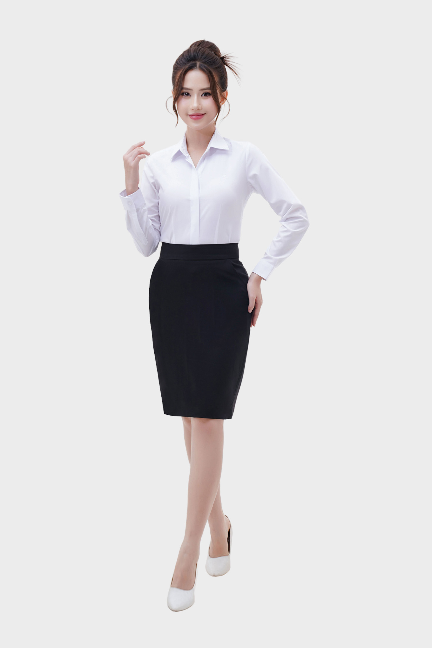 Áo sơ mi dài tay nữ AB Siro sọc ngang chìm cao cấp Thái Hòa 24ASW-247