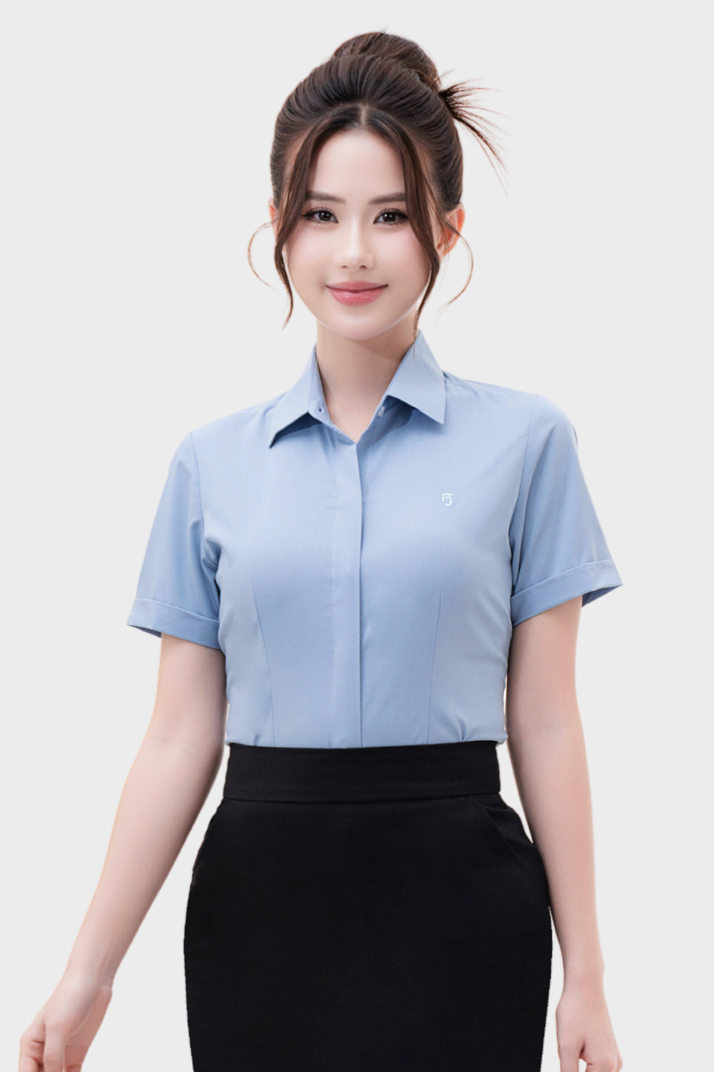 Áo sơ mi nữ ngắn tay AB Siro vải kẻ ngang dệt chìm cao cấp Thái Hòa 24ASW-248
