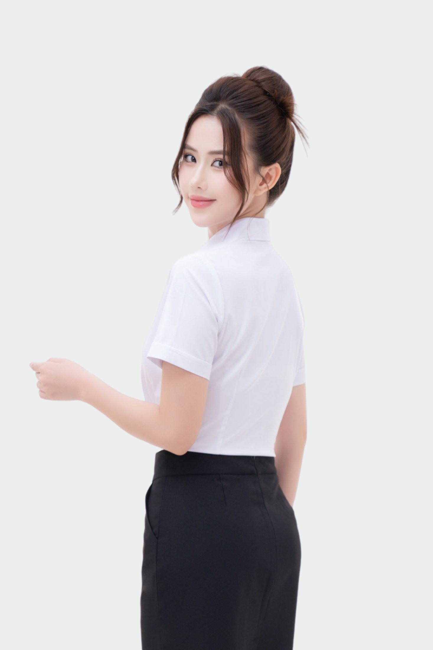 Áo sơ mi ngắn tay nữ Cà phê Nano cao cấp Thái Hòa 24ASW-254