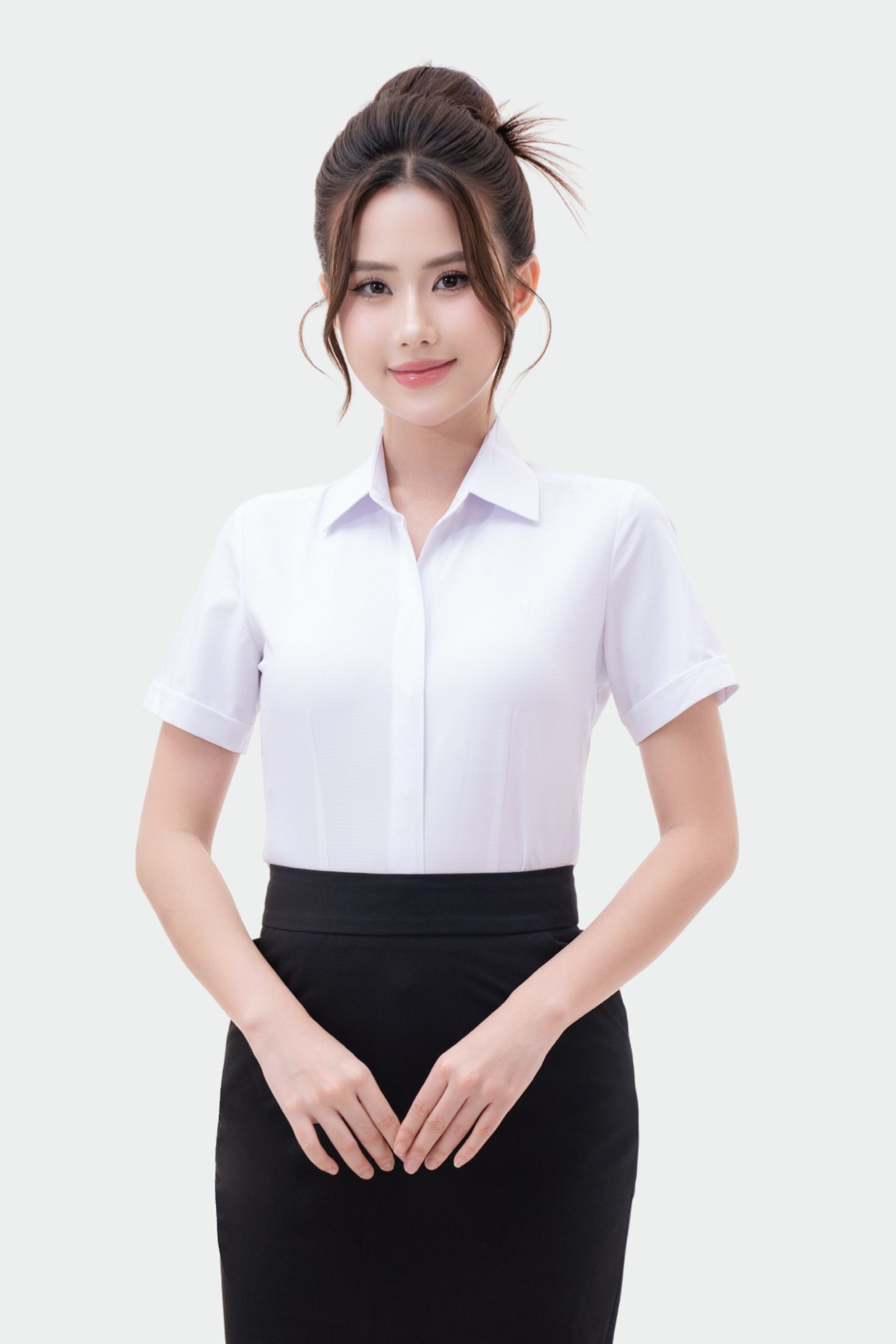 Áo sơ mi ngắn tay nữ Cà phê Nano cao cấp Thái Hòa 24ASW-254