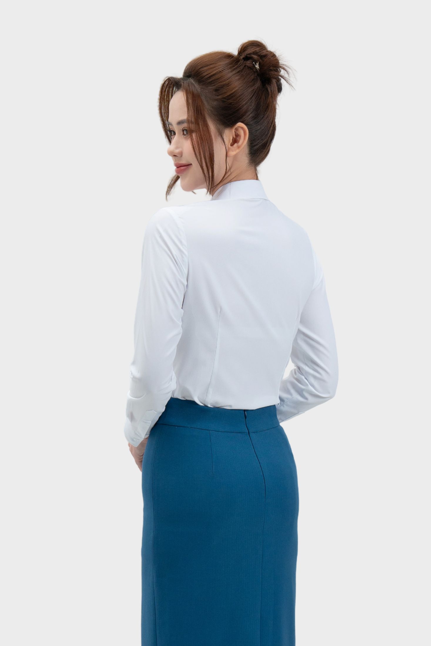 Áo sơ mi nữ Thái Hòa 25ASW-266 chất liệu cotton vải gân sọc chìm không nẹp cao cấp nhiều màu