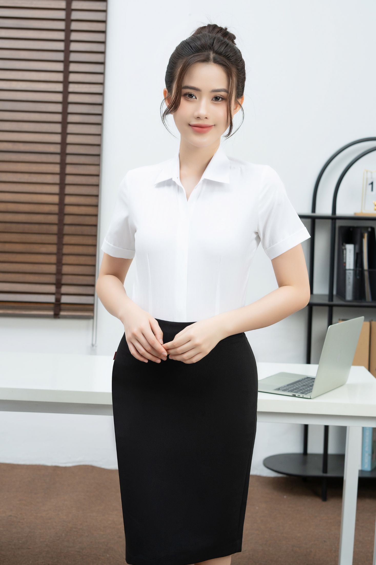 Áo sơ mi 25ASW-286 chất liệu vải modal trơn cao cấp ngắn tay dáng slimfit cổ đức Thái Hòa
