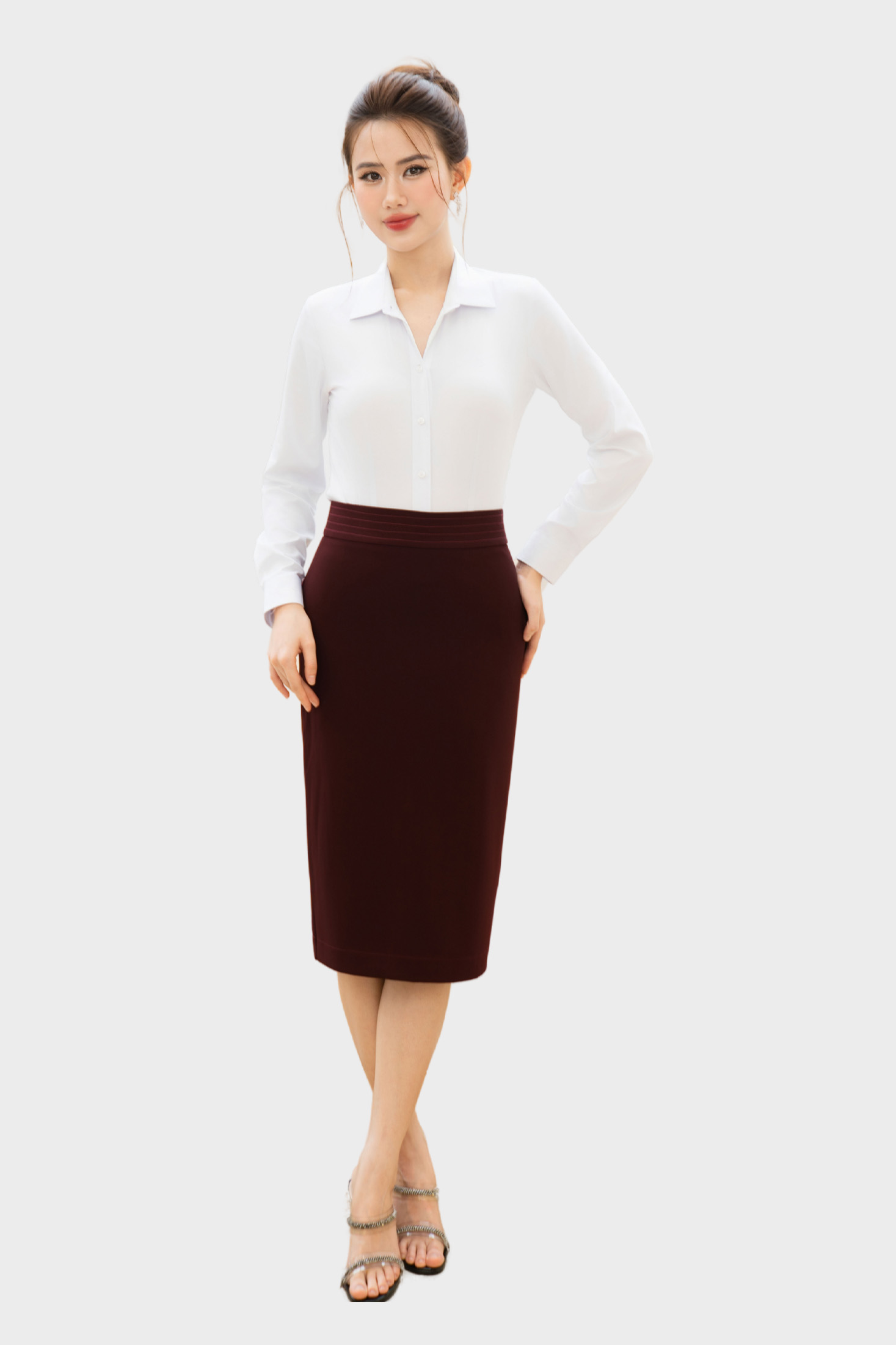 Chân Váy Dài Nữ Dáng Bút Chì Đỏ Đô Thời Trang Công Sở Thái Hòa 25CVW-264