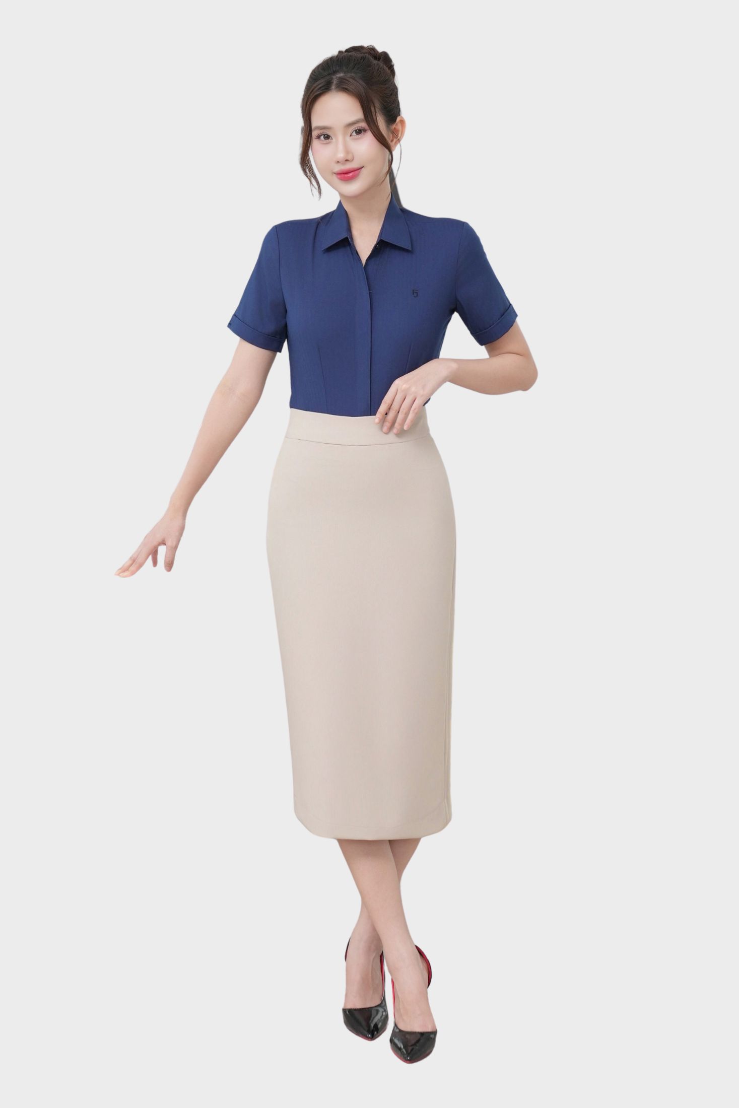 Chân váy nữ dáng dài 25CVW-289 chất liệu modal dáng bút chì vải trơn kiểu dáng công sở Thái Hòa