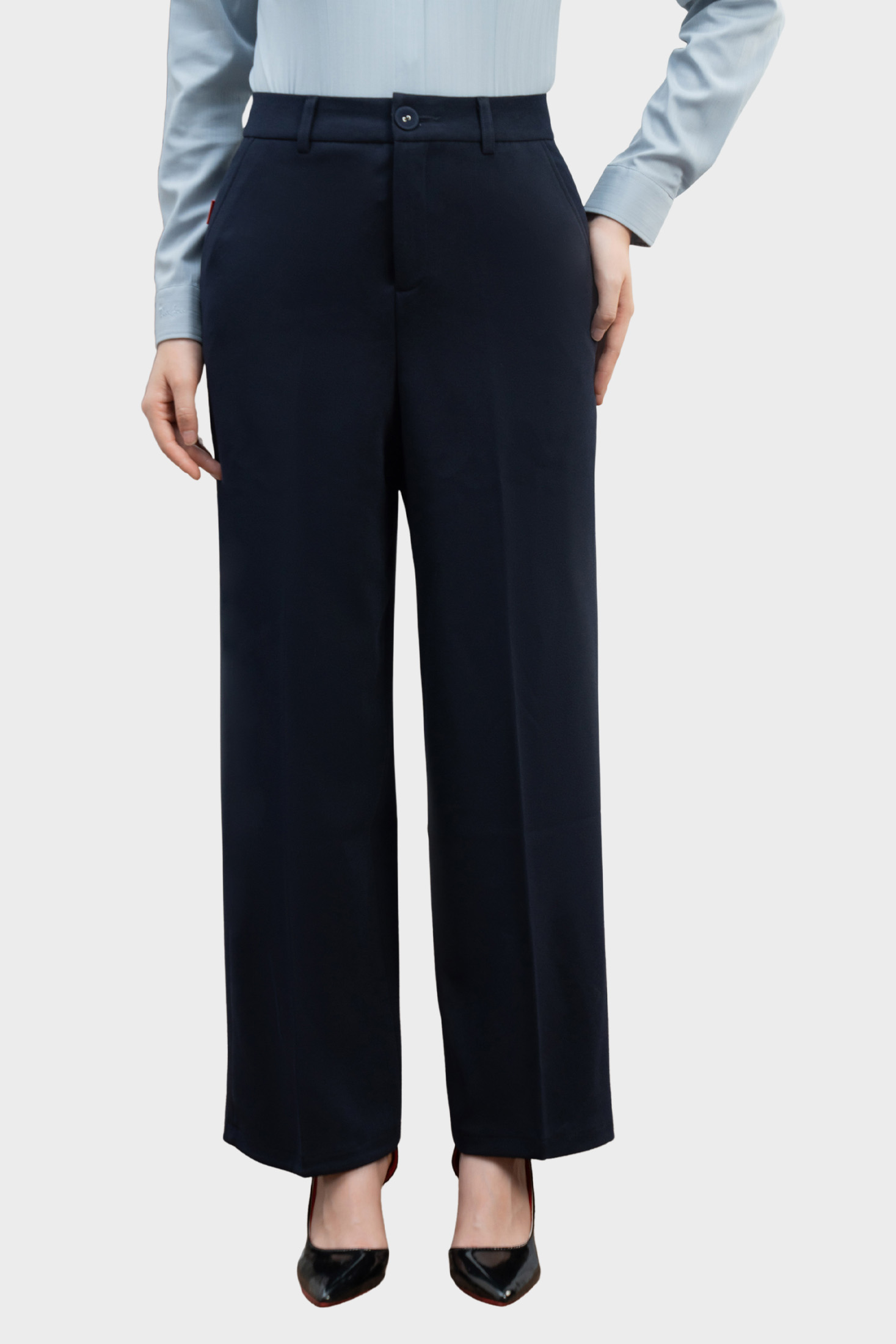 Quần ống suông nữ 25QAW-277 Thái Hòa chất liệu Rayol phối Spandex cạp cao trên rốn bản cạp 1 cúc