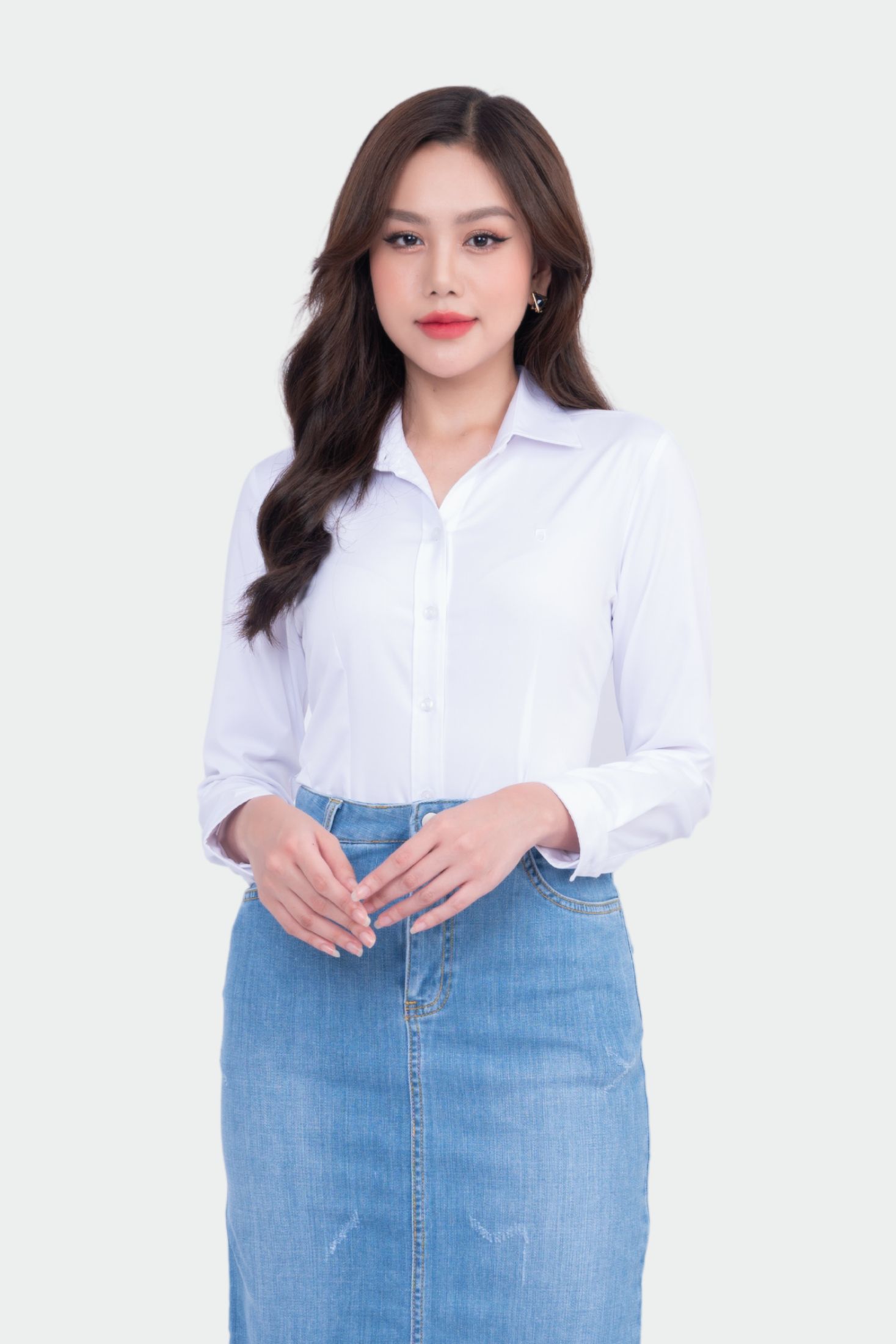 Áo sơ mi nữ form ôm công sở dài tay vải sợi tre cao cấp Thái Hòa ASW0101-R10