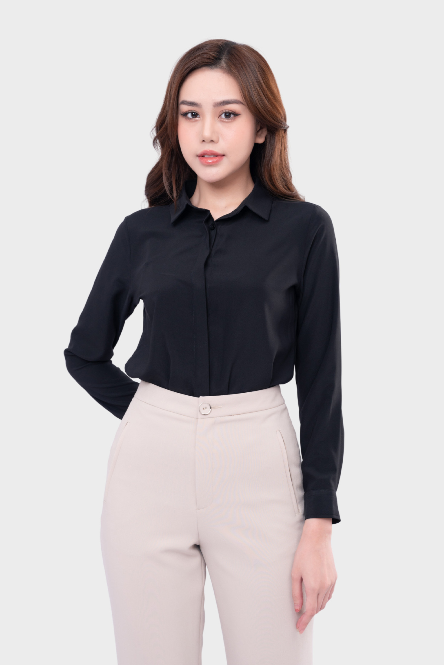 Áo sơ mi nữ công sở dài tay Thái Hòa sợi sen kháng tia UV nhiều màu ASW0101-R17