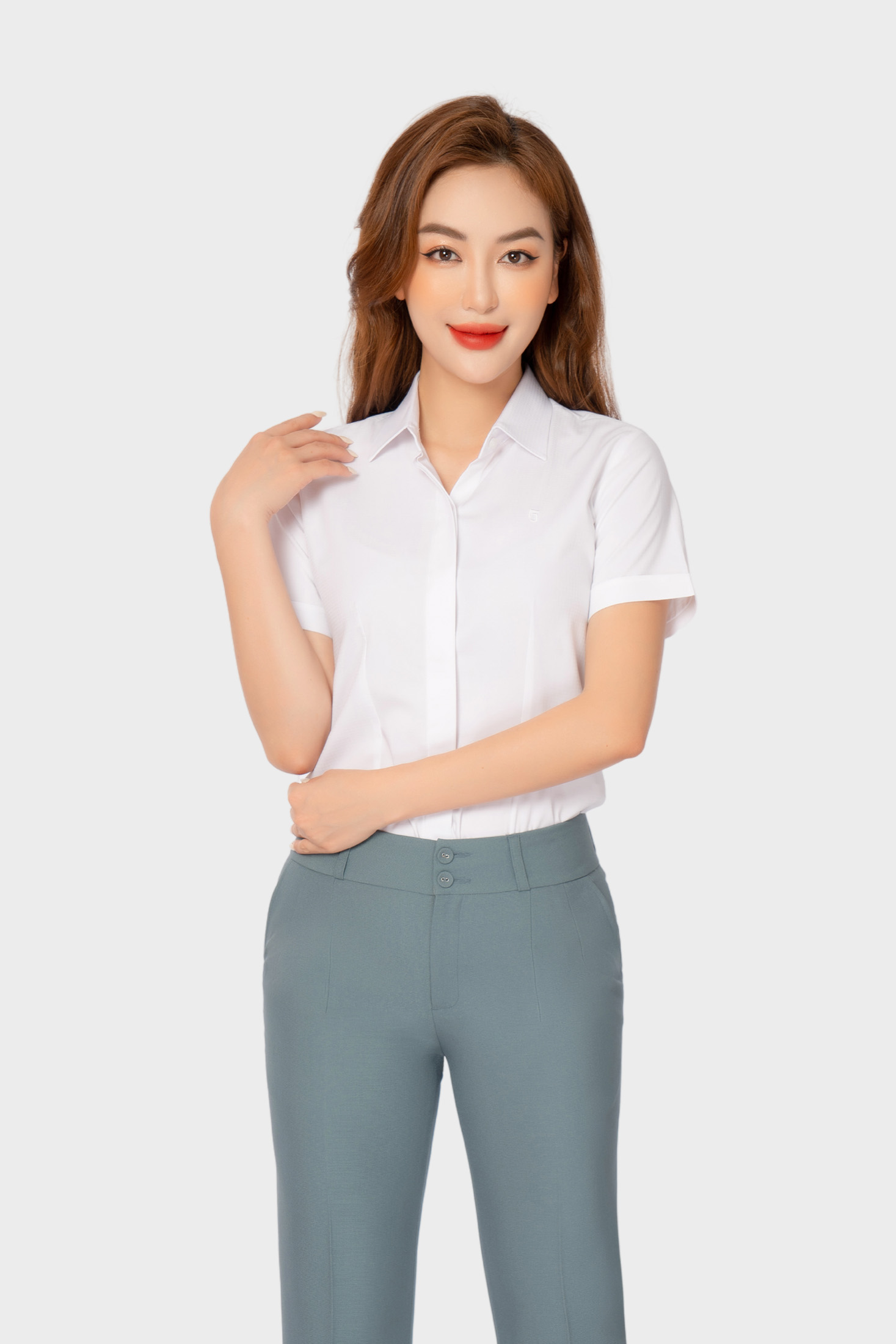 Áo sơ mi nữ ngắn tay công sở Thái Hòa sợi tre kẻ ô chìm nhiều màu ASW0301-R12