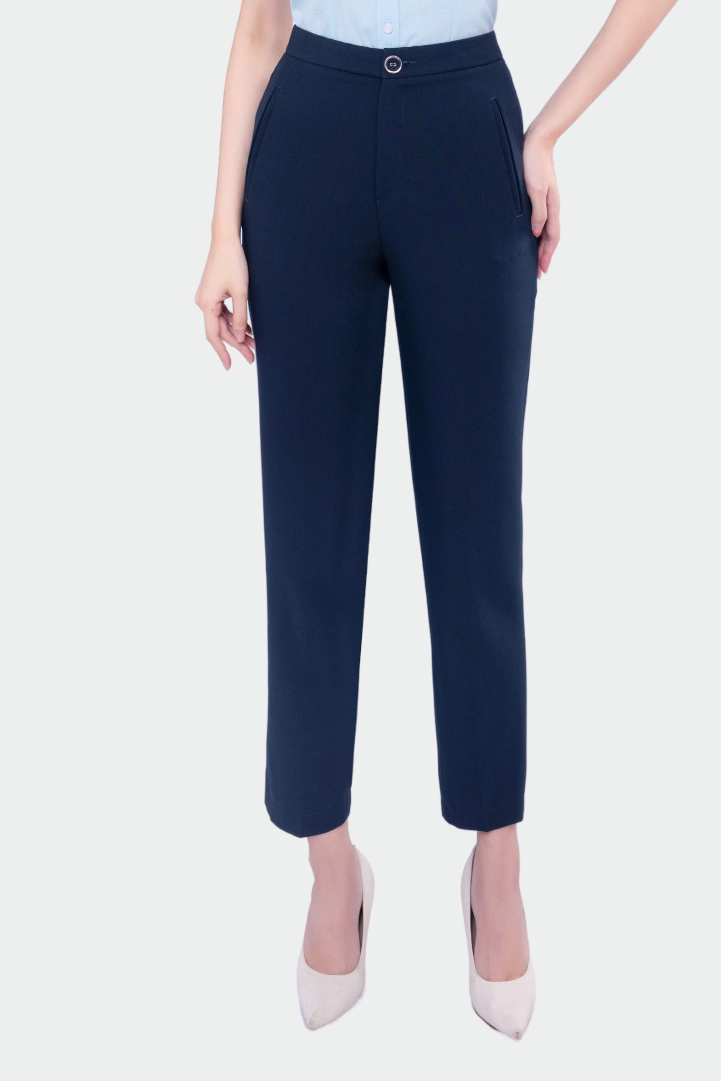 Quần âu nữ dáng dài baggy cạp cao sợi gỗ sồi phong cách công sở form regular QAW1816-R15