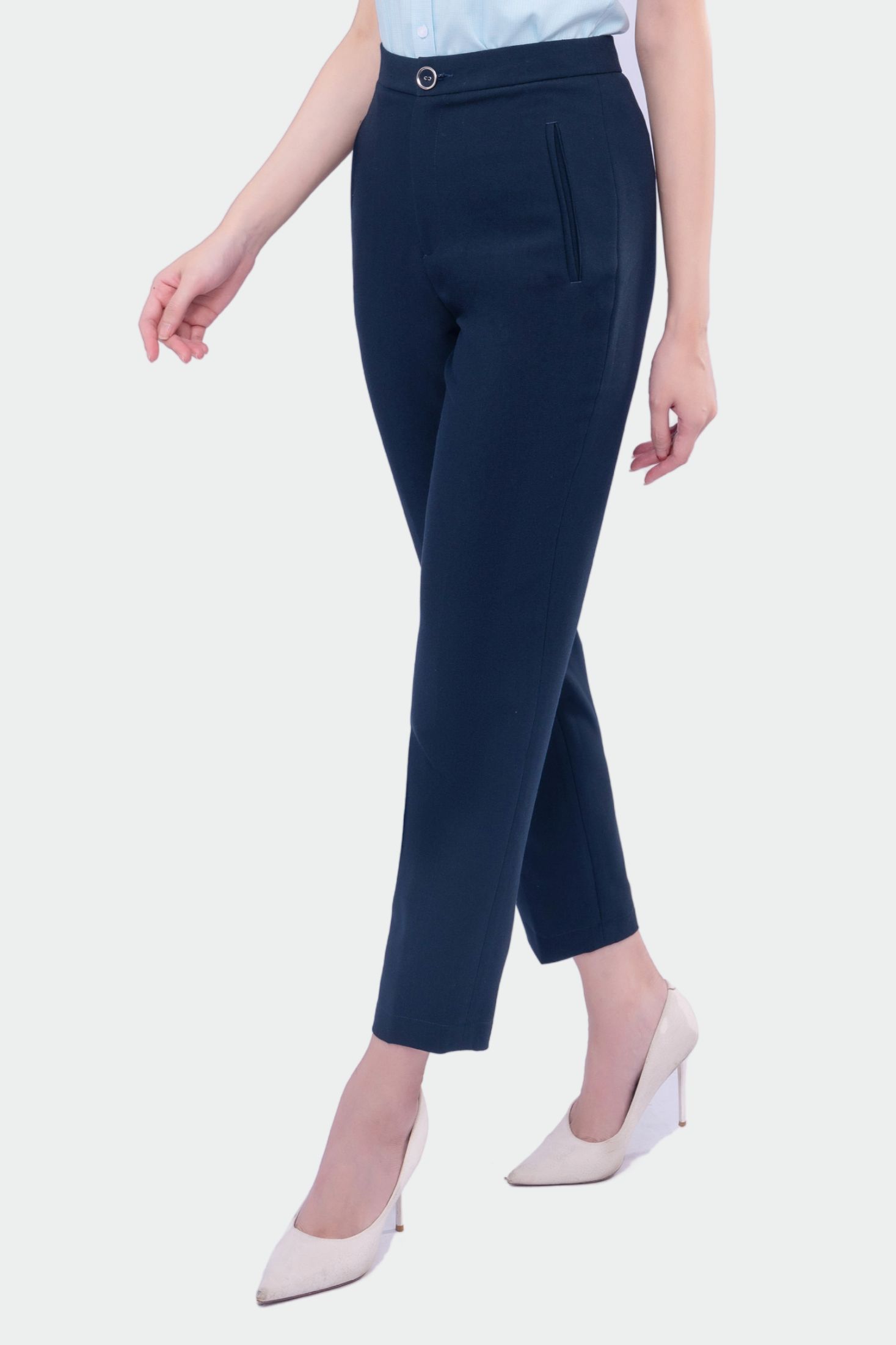 Quần âu nữ dáng dài baggy cạp cao sợi gỗ sồi phong cách công sở form regular QAW1816-R15