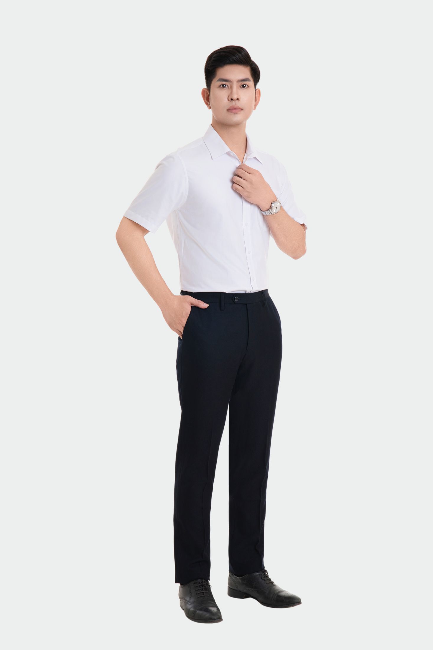 Áo sơ mi nam ngắn tay trung niên kẻ nhuyễn Thái Hoà 23ASM-991
